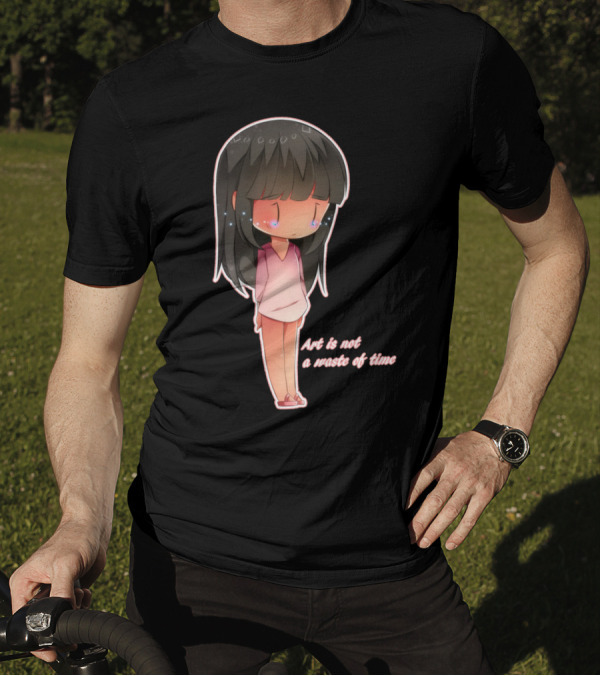 Sad Girl With Long Hair Crying - Art Is Not A Waste Of Time T-Shirt