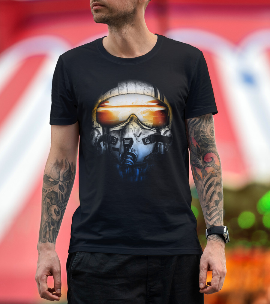 Art Of War Jun Salaza Fighter Pilot Helmet Reflective Visor Scene T-Shirt