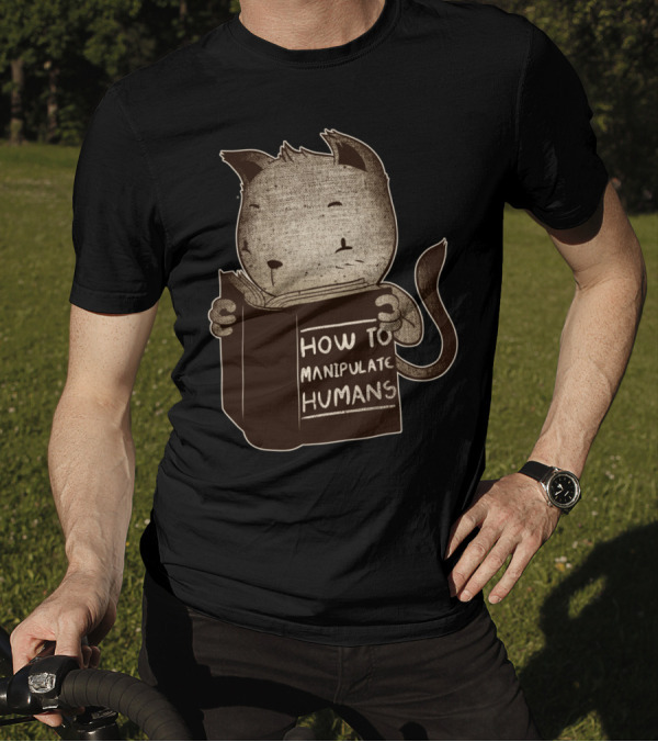 Cat Reading How To Manipulate Humans Book T-Shirt