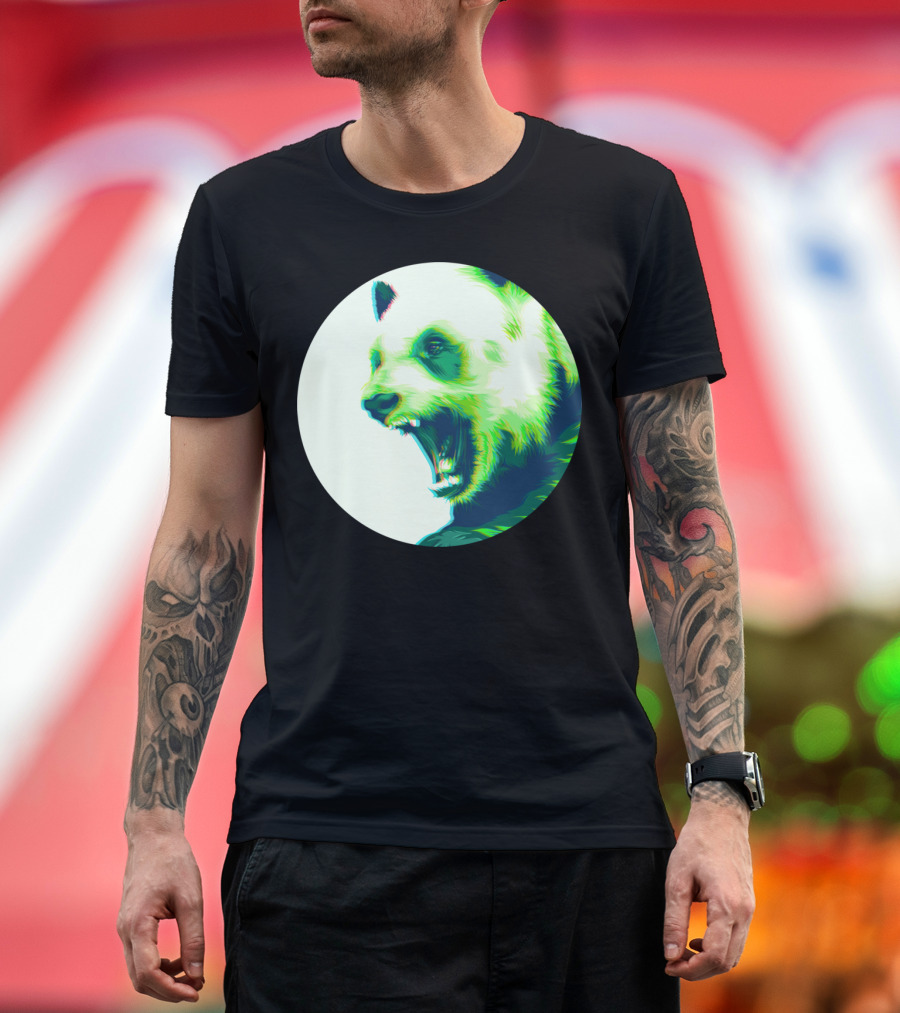 Yelling Green Panda Save The Pandas T-Shirt