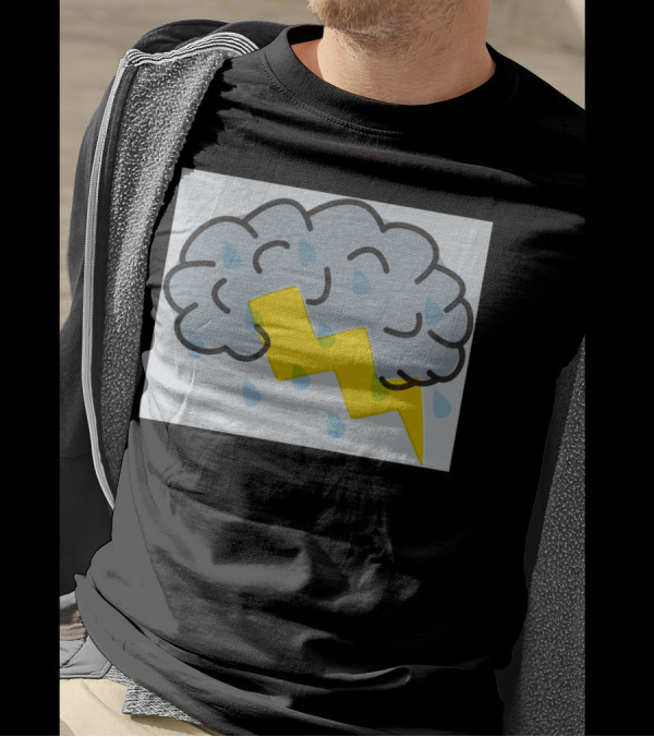 Brain Storm Cloud With Lightning And Raindrops T-Shirt