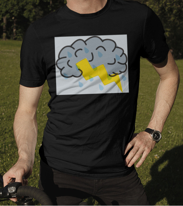 Brain Storm Cloud With Lightning And Raindrops T-Shirt