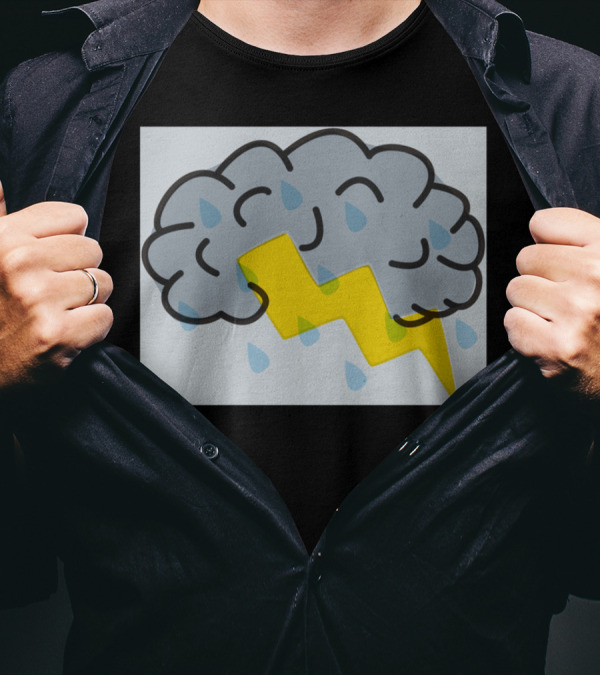 Brain Storm Cloud With Lightning And Raindrops T-Shirt