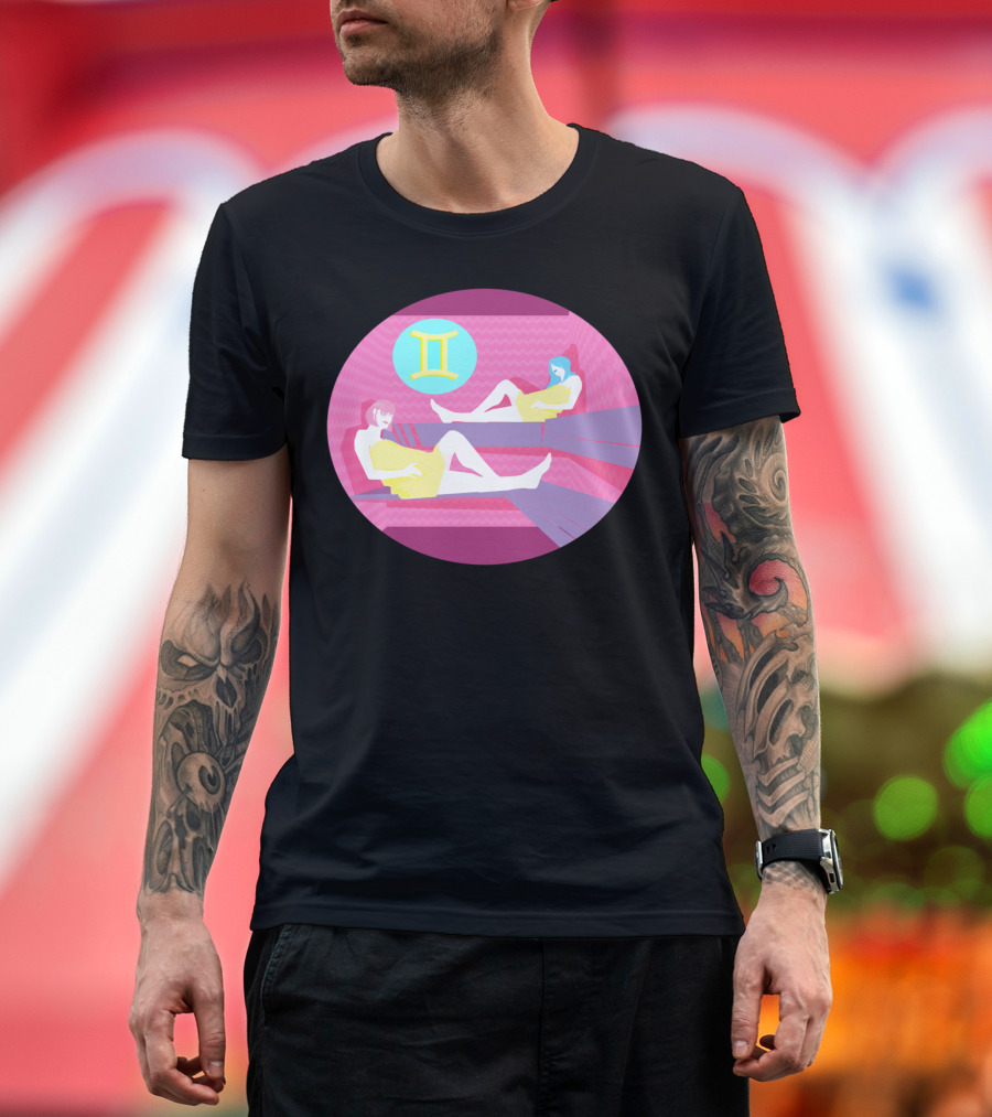 Gemini Zodiac Spa Relaxation Parallel Mirror Retreat T-Shirt
