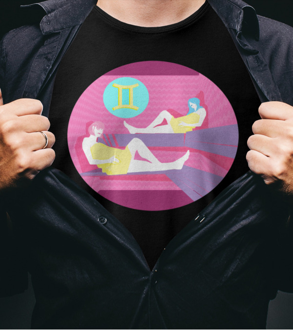 Gemini Zodiac Spa Relaxation Parallel Mirror Retreat T-Shirt