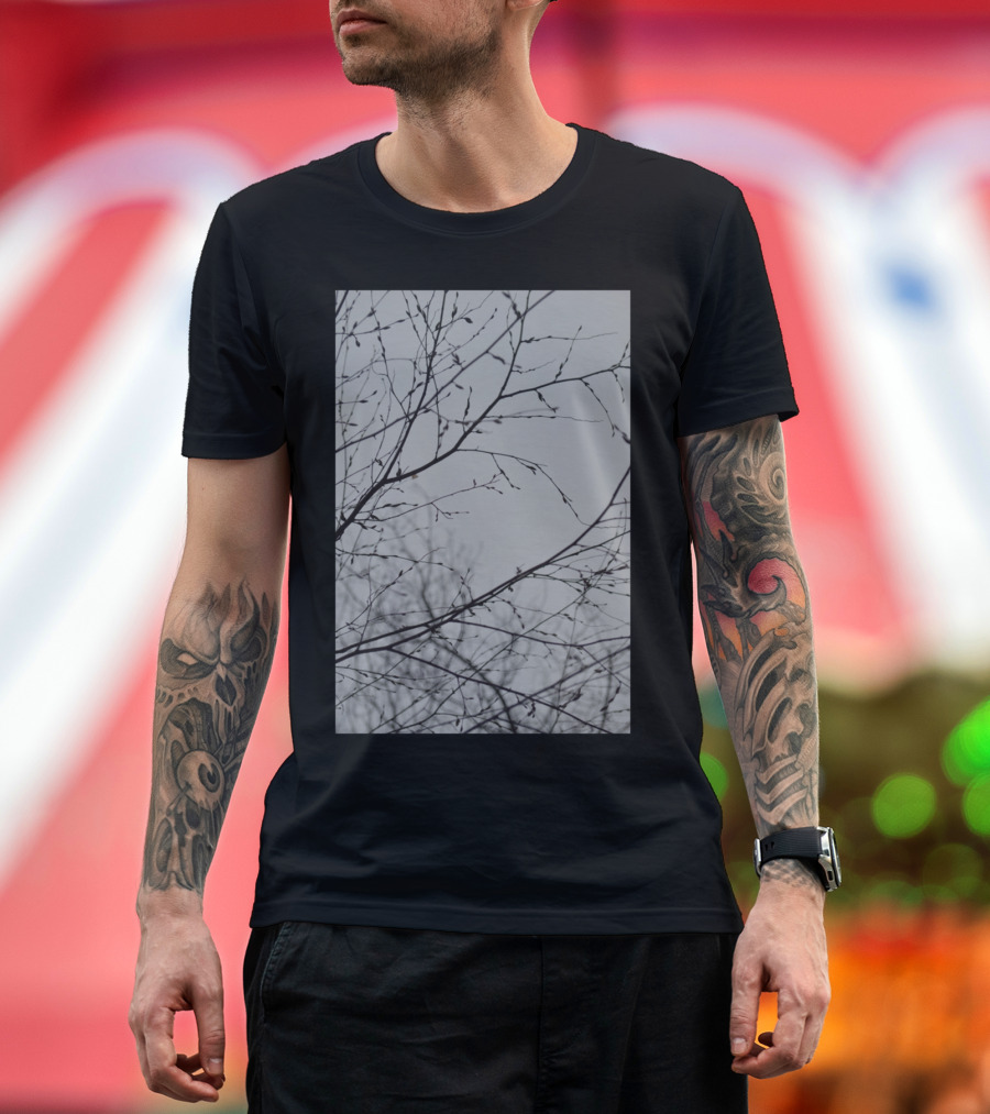 Branches Impressions Leafless Twigs Against Gray Sky T-Shirt