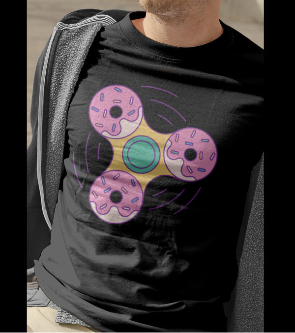 Doughnut Fidget Spinner Fun Delight With Pink Sprinkles T-Shirt