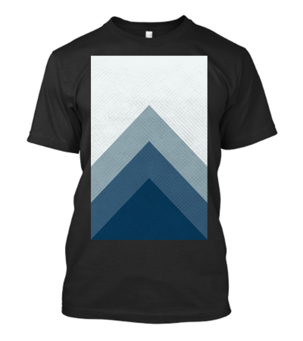Geometric Element Chevron Pattern Blue And Grey Triangles T-Shirt