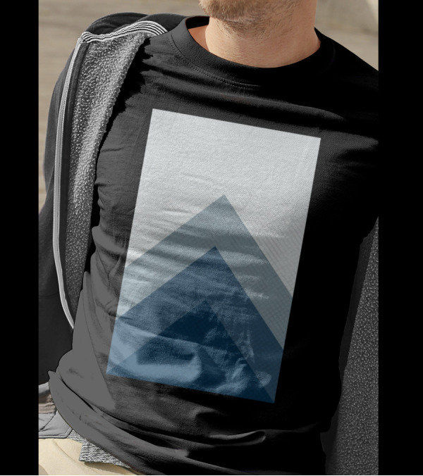 Geometric Element Chevron Pattern Blue And Grey Triangles T-Shirt