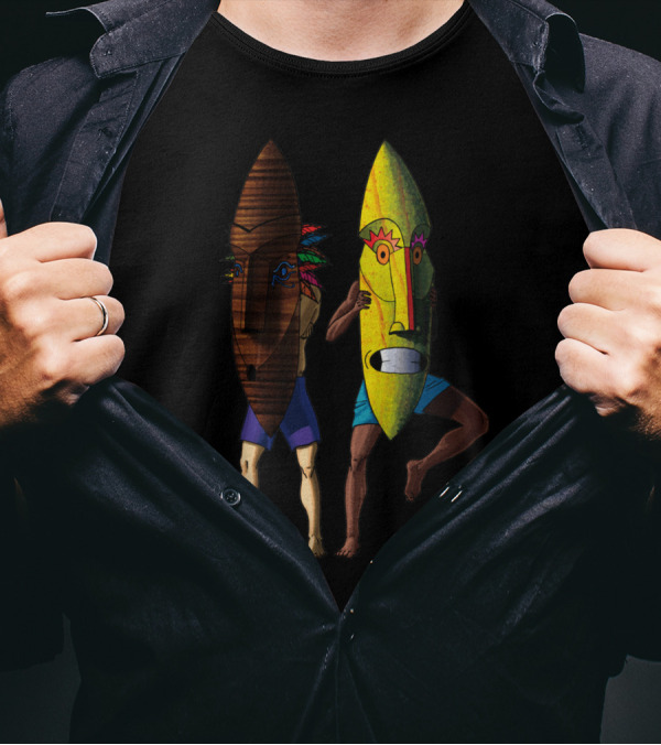 Mask Simetry Wooden And Colorful Tribal Faces By Hidden T-Shirt