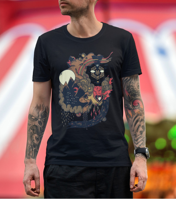 Premium T-Shirt: Leader Of The Pack Mystical Wolf with Mountains and Moon T-Shirt Leader Of The Pack Mystical Wolf with Mountains and Moon T-Shirt