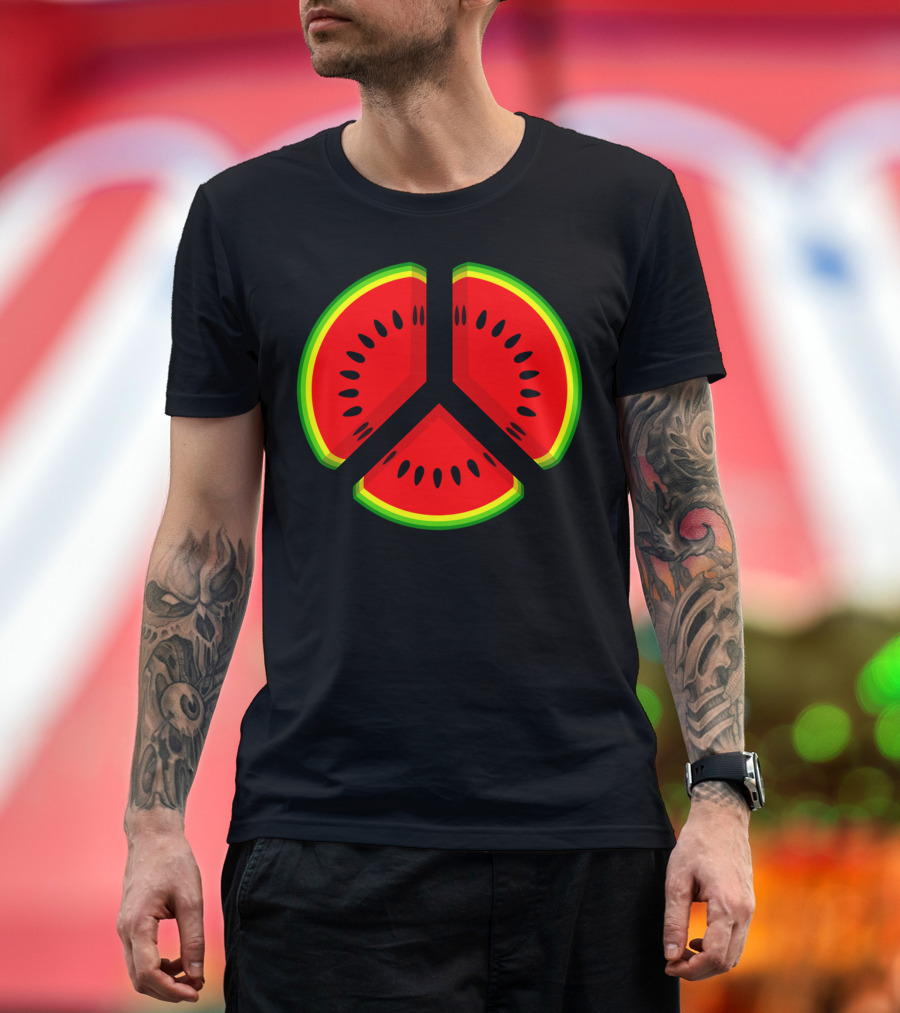 Peace Watermelon Symbol Juicy Slice T-Shirt