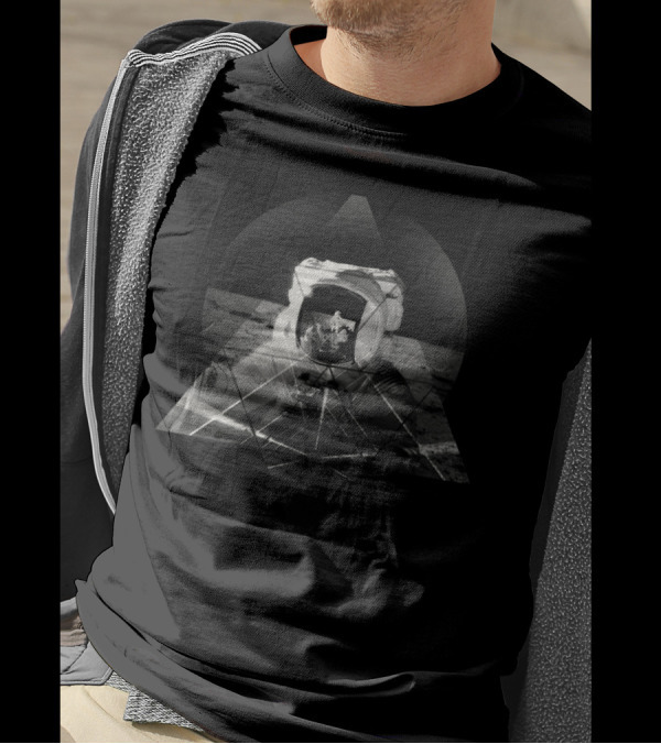 Geometric Astronaut Reflections In Space Travel T-Shirt