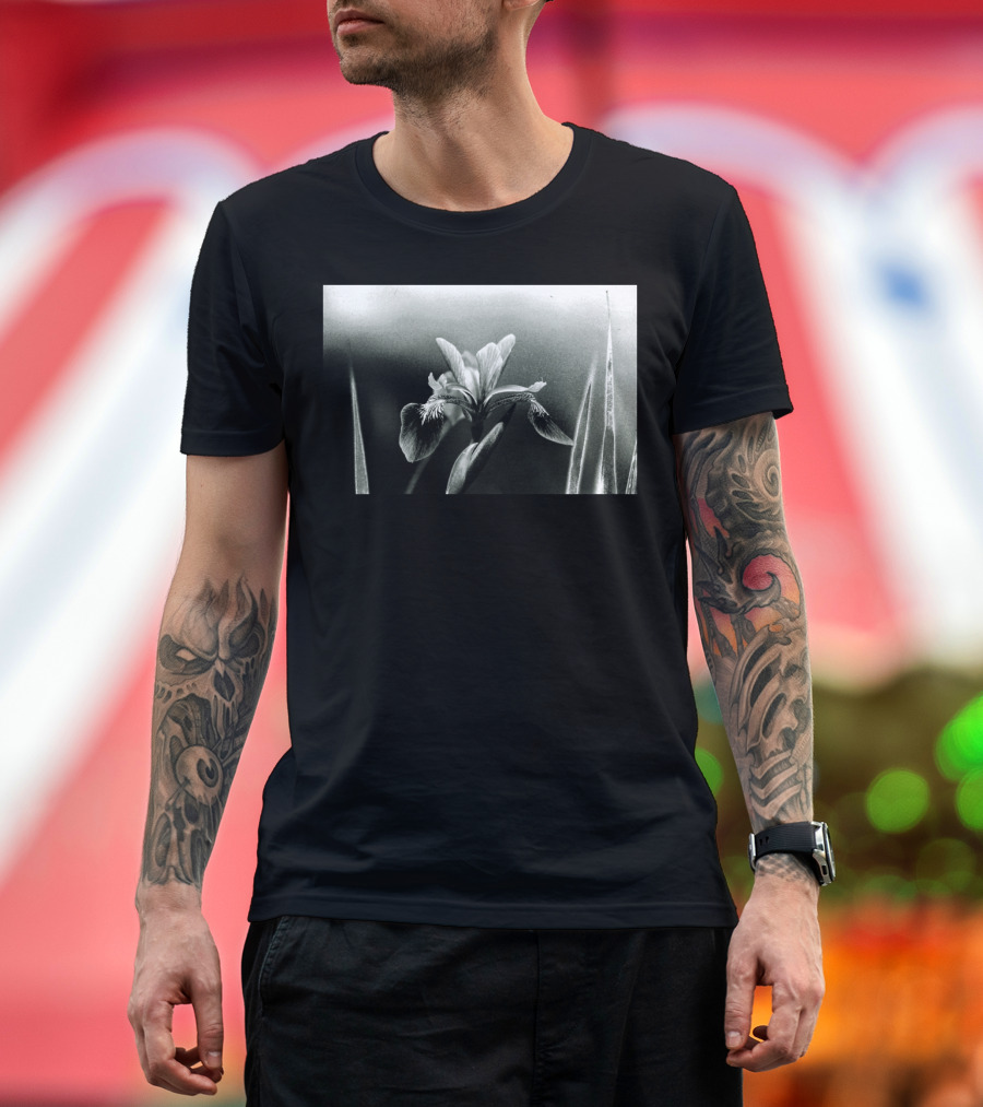 The Blue Flag Iris in Monochrome Elegance T-Shirt