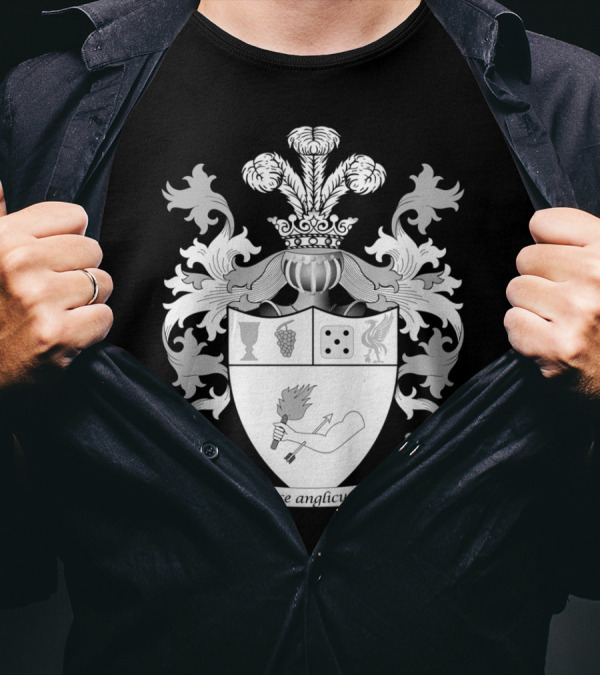 The Bored Brit Gamer Terebravisse Anglicus Venatus Coat Of Arms Dice Grail Torch Crest T-Shirt