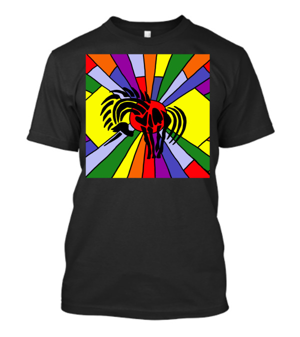 Artistic Unicorn With Rainbow Abstract Stained Glass T-Shirt