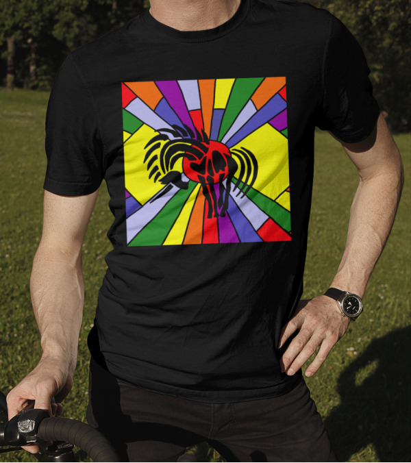 Artistic Unicorn With Rainbow Abstract Stained Glass T-Shirt