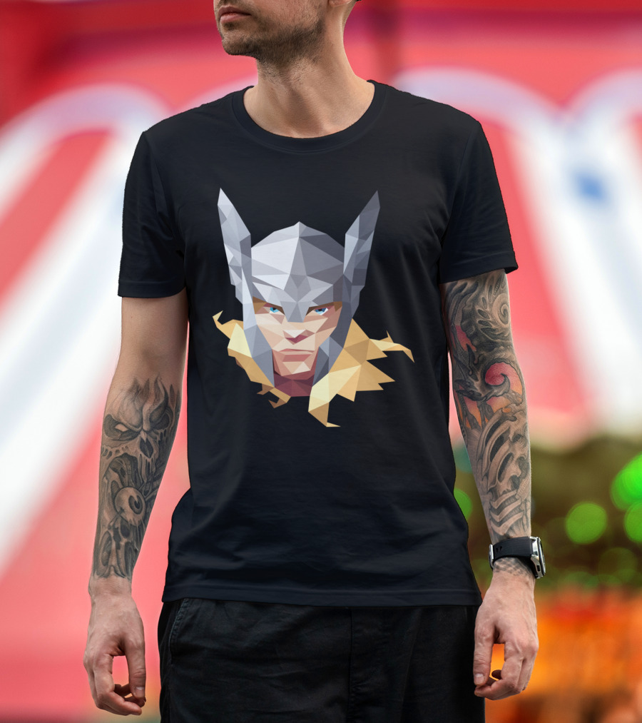 Low Poly Geometric Thor Helmet T-Shirt