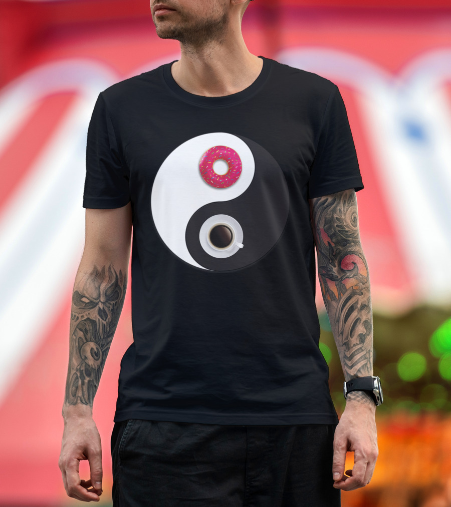 Yin Yang Coffee and Donut Balance T-Shirt