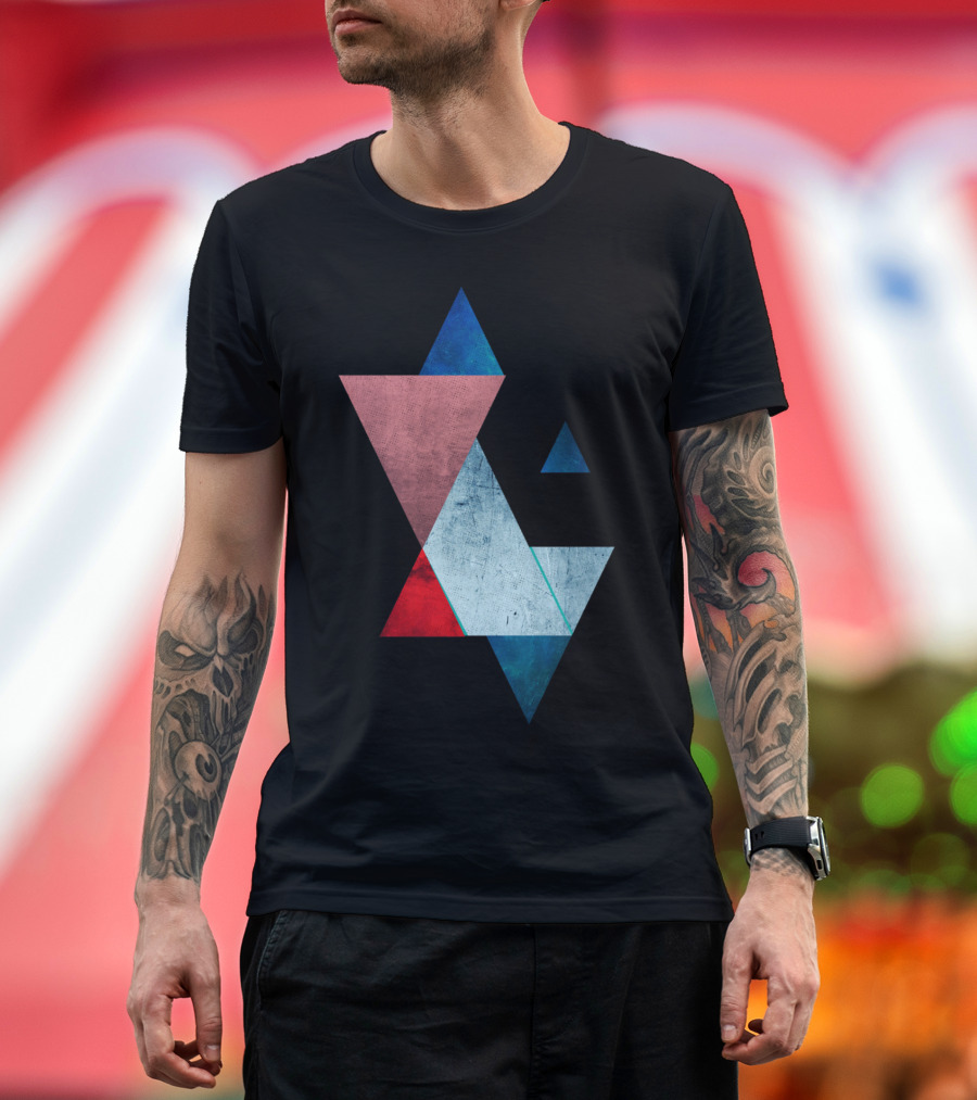 Geometric Triangle Ven Abstract Multi-Color Shape T-Shirt