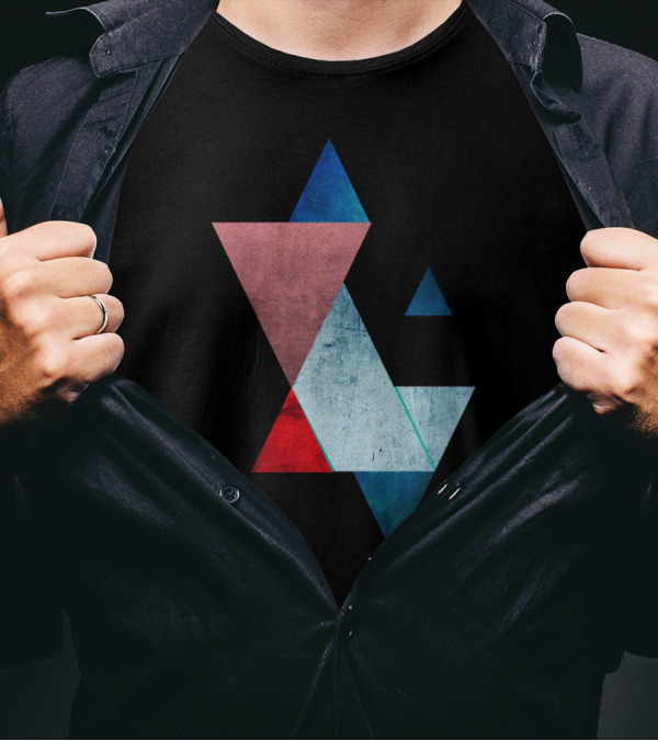 Geometric Triangle Ven Abstract Multi-Color Shape T-Shirt