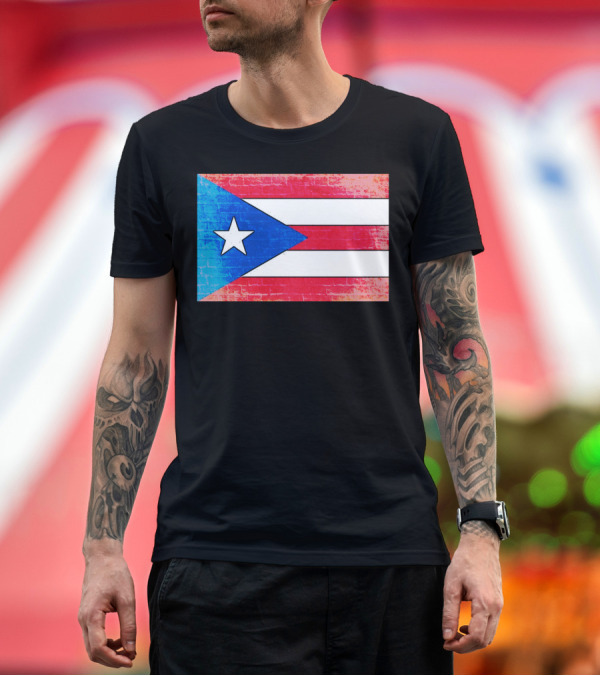 Premium T-Shirt: Puerto Rico Flag Styled Brick Texture T-Shirt Puerto Rico Flag Styled Brick Texture T-Shirt