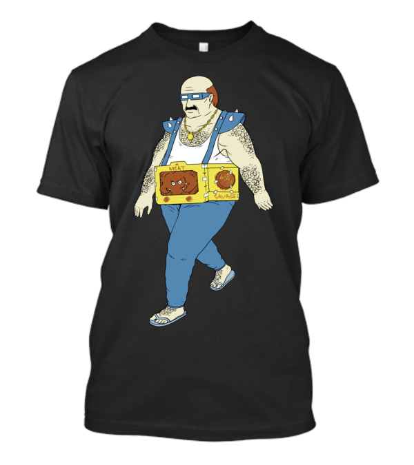 Meat Controlled Carldroid Sausage Man With Shades And Retro Futuristic T-Shirt