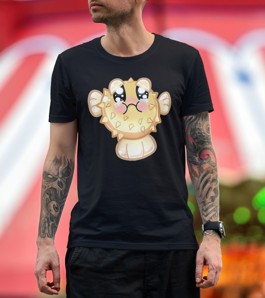 PufferThump Cute Cartoon Pufferfish with Sad Expression T-Shirt