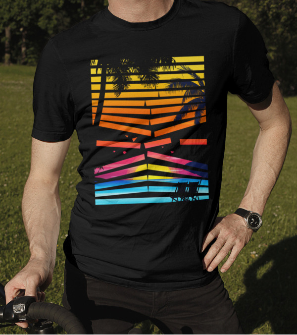 Break Of Dawn On Summer Beach With Palms And Ocean Sunrise T-Shirt