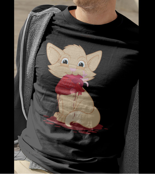 Cat With Bloody Heart T-Shirt