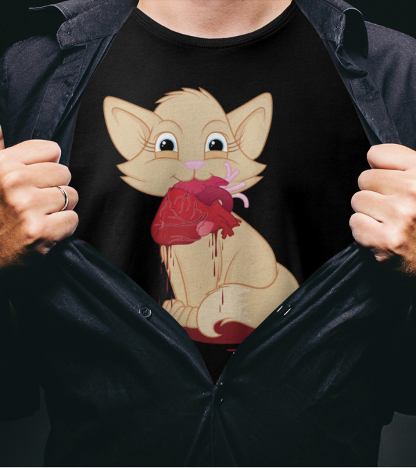 Cat With Bloody Heart T-Shirt