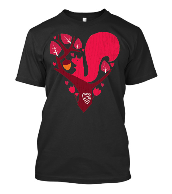 Nuts About You Squirrel Heart Tree Acorn Love T-Shirt