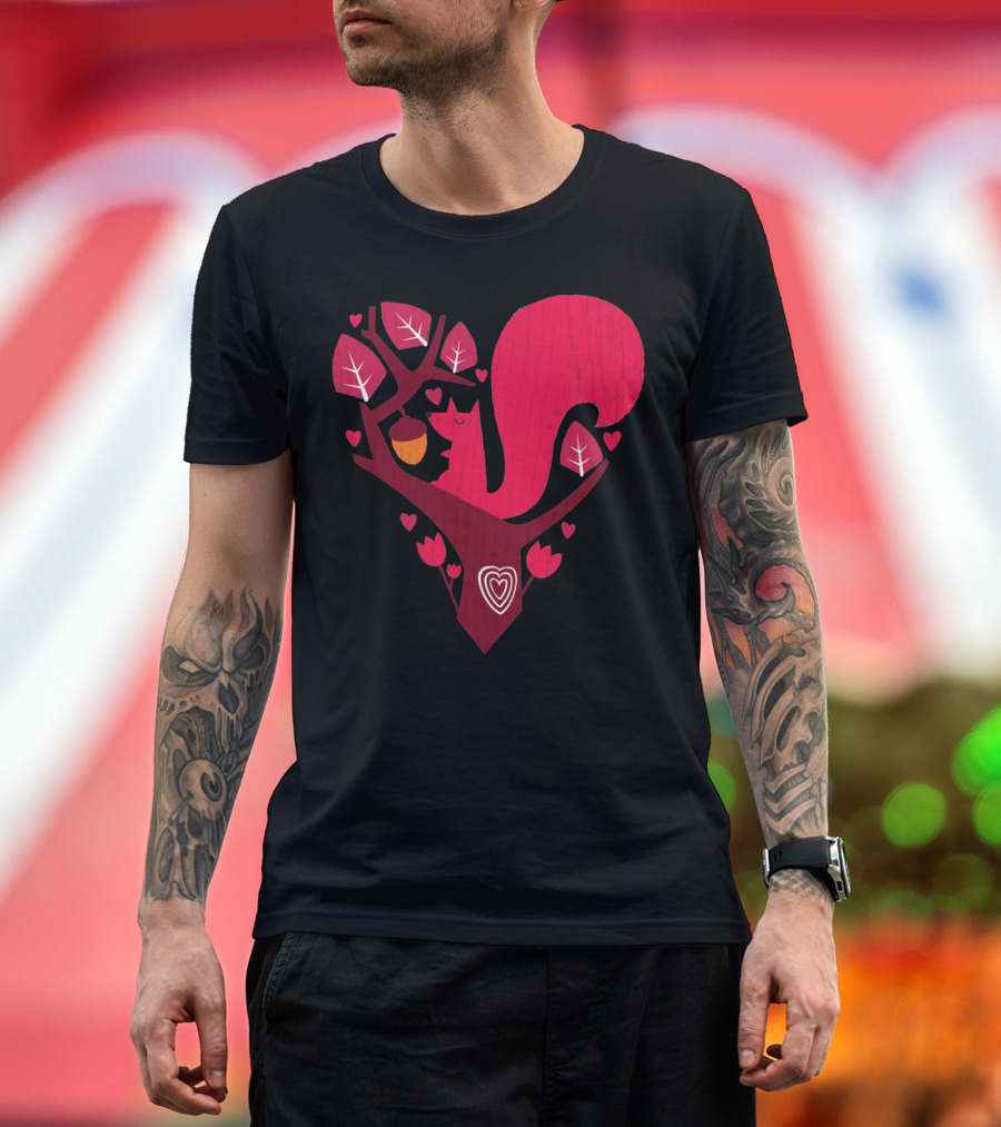 Nuts About You Squirrel Heart Tree Acorn Love T-Shirt