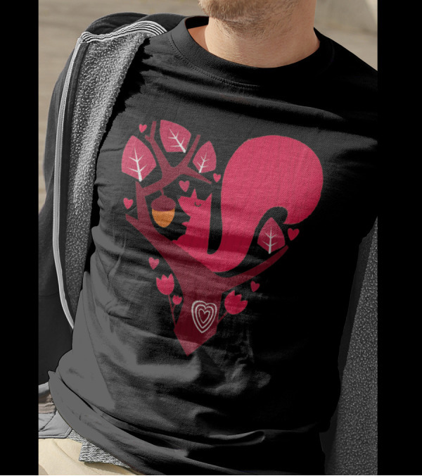 Nuts About You Squirrel Heart Tree Acorn Love T-Shirt