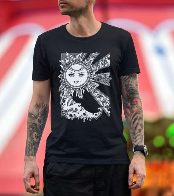 Premium T-Shirt: Guarding The Night Celestial Sun and Moon Stars T-Shirt Guarding The Night Celestial Sun and Moon Stars T-Shirt