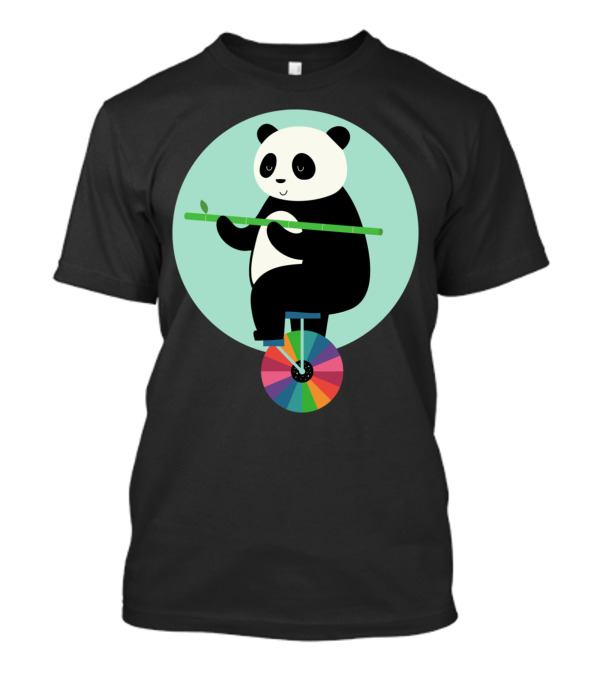 Panda Balancing On Colorful Wheel With Bamboo Learn To Balance Your Life T-Shirt