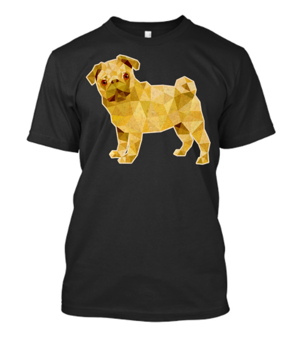 Pug Dog Golden Low Polygon T-Shirt