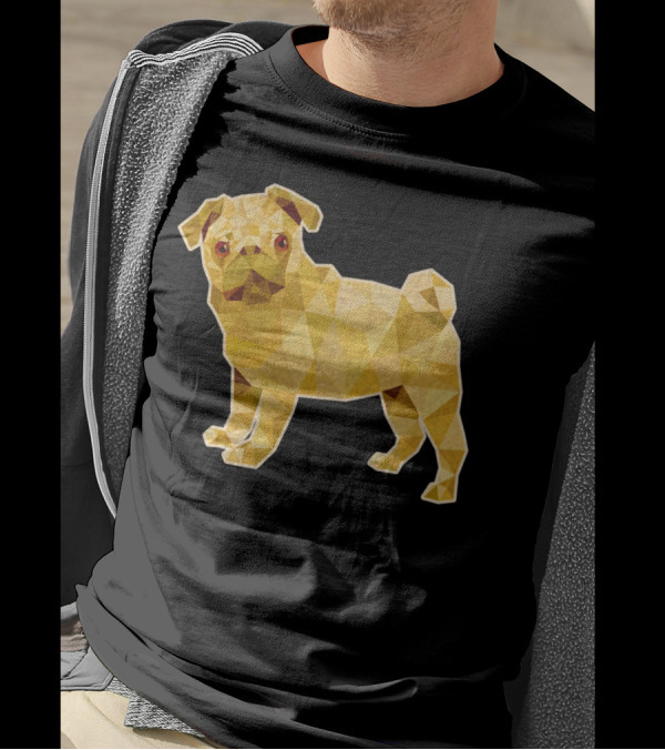 Pug Dog Golden Low Polygon T-Shirt