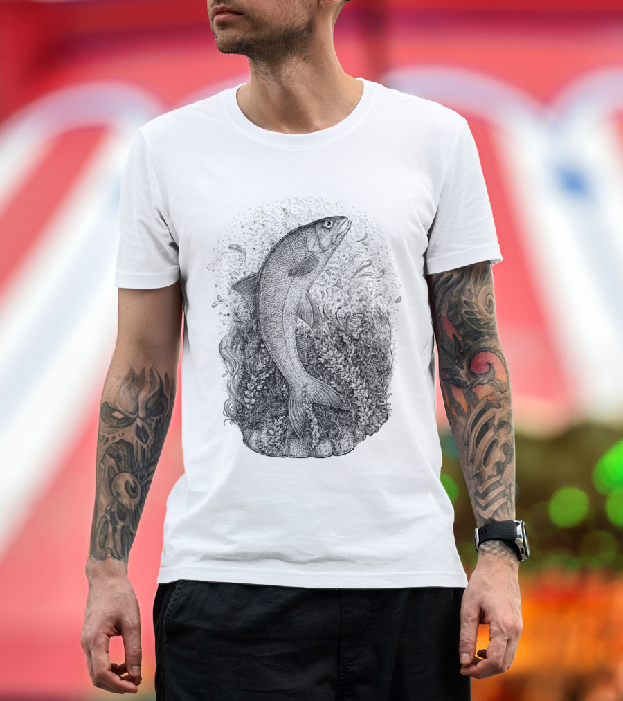 Asp The Knight Fish Chess Series Inked Illustrations of Aquatic Majesty T-Shirt
