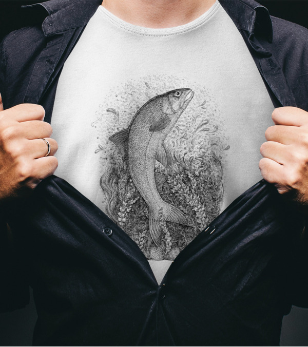 Asp The Knight Fish Chess Series Inked Illustrations Of Aquatic Majesty T-Shirt