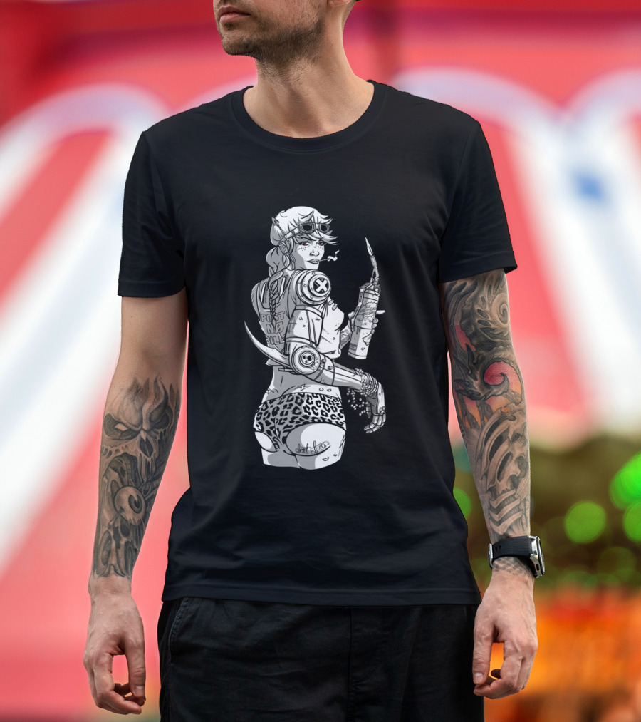 Ro Bo Boo Tay Post No Bills Leopard Don't Touch Cyber Punk T-Shirt