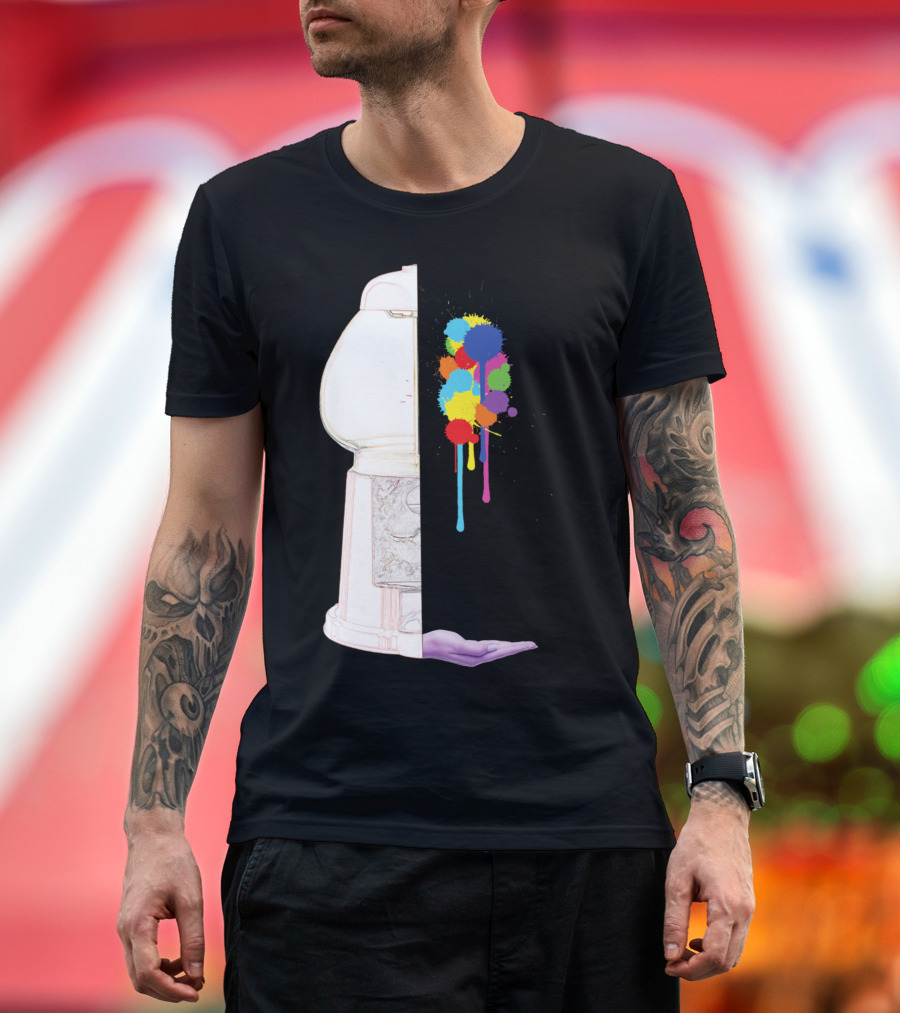 Gumball Please Gra Half Gumball Machine Multicolor Splatter Abstract T-Shirt
