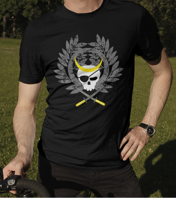 Sengoku Masamune Skull With Swords And Laurel Wreath T-Shirt