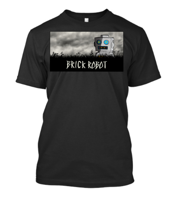 Brick Robot In Grassy Landscape With Cartoon Face T-Shirt