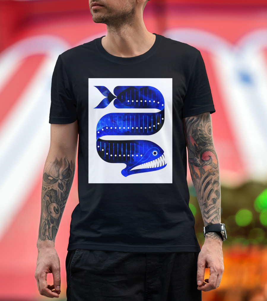 Dragonfish Spiral in Deep Blue Sea Motif T-Shirt