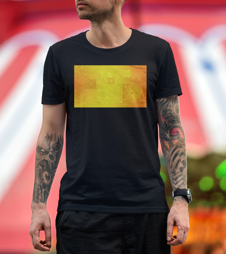 Mysterious Solar Flowers Textured Orange Yellow Geometric T-Shirt