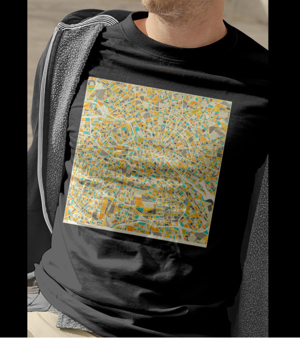 BERLIN MAP CITY STREET LINES GEOMETRIC ABSTRACT T-Shirt