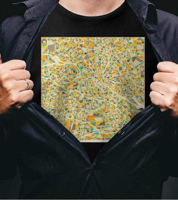 BERLIN MAP CITY STREET LINES GEOMETRIC ABSTRACT T-Shirt