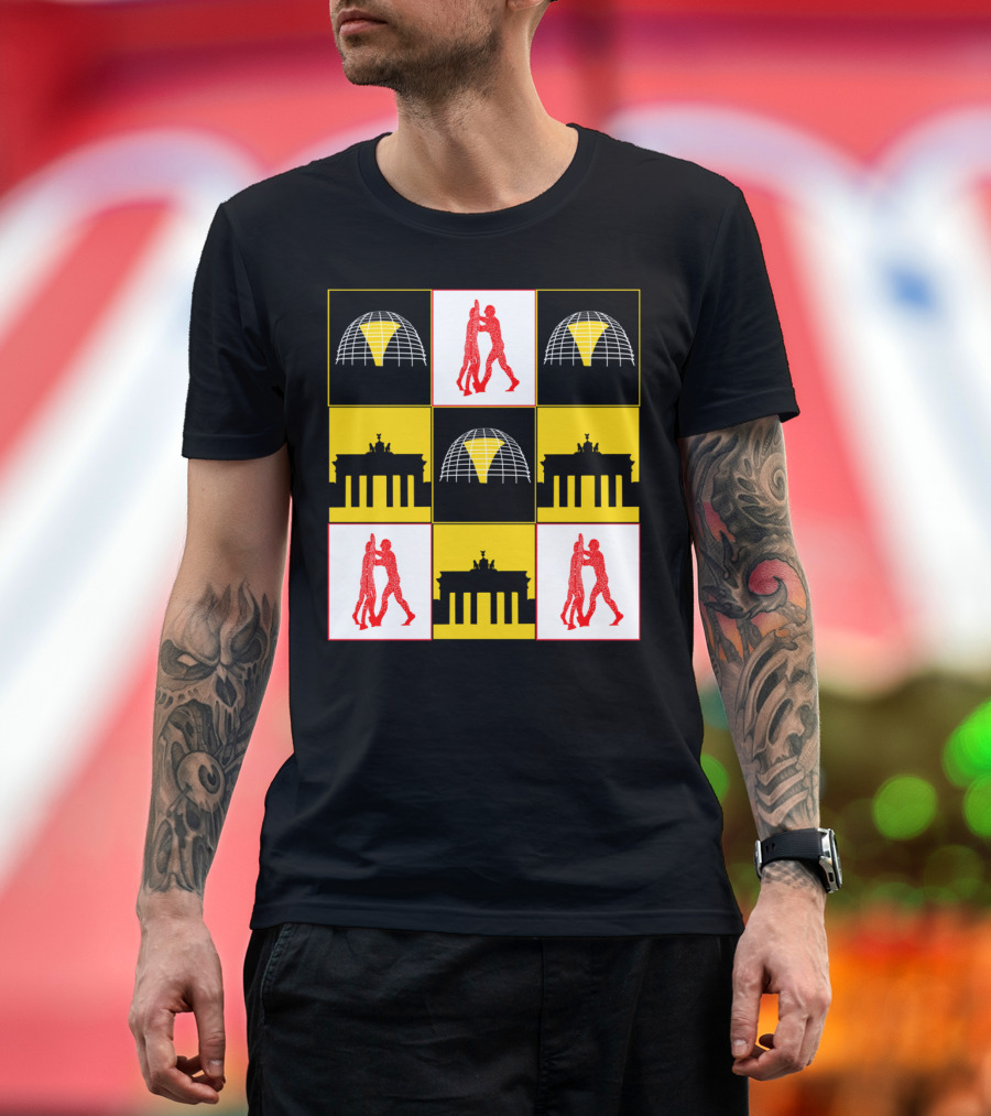 Berlin Brandenburg Gate Dancing Figures Grid T-Shirt
