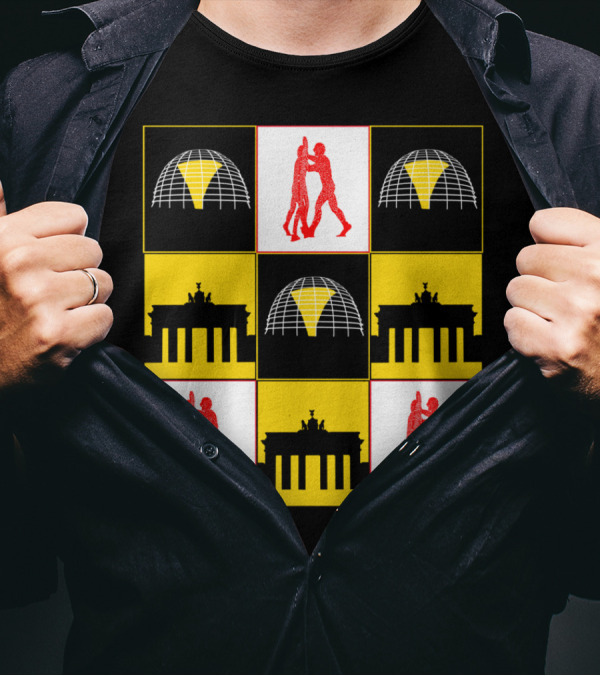 Berlin Brandenburg Gate Dancing Figures Grid T-Shirt